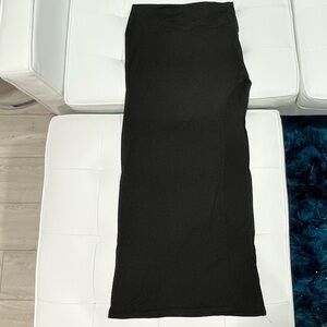 Super Stretchy High Leg Slit Black Women's Long Maxi Skirt